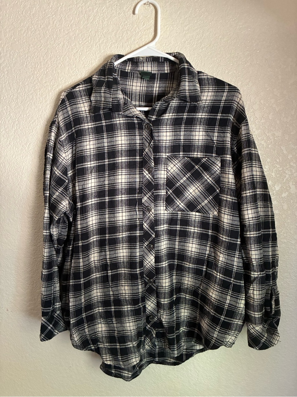Black and White Plaid Button-Down Shirt